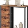 Slim Console Table, Sofa Table with 3 Fabric Drawers, Hallway Table with 2-Tier Storage Shelf, Industrial Storage Table, for Entryway, Living Room, Corridor, Rustic Brown and Black Image 9