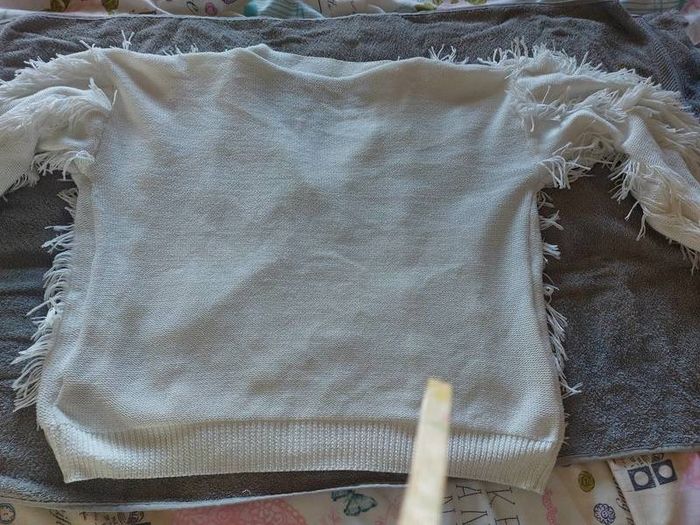 Frayed Look Cream Cardigan