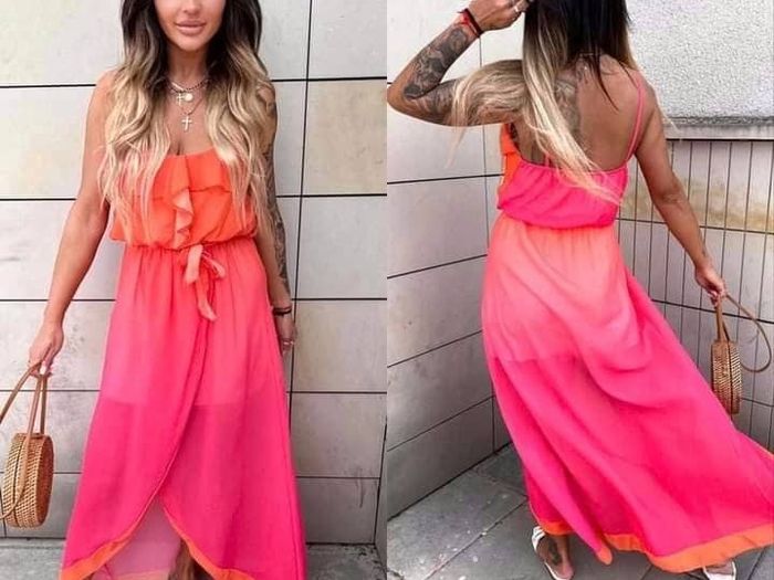 Asymmetrical ombre maxi dress