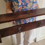 Antique Oak Wall Shelf with Brass Hooks Irish Made Image 3