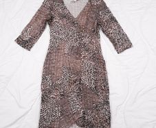 Joseph Ribkoff Brown Snake Leopard Print Sequin Crinkle Bodycon Midi Dress 12UK/40EU