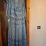 summer dress in blue and white. Wide fit . Easy crease free material.  Great for packing Image 2