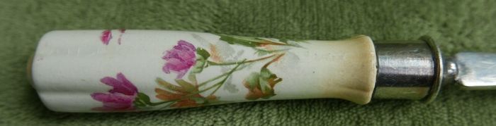 Antique Silver Plated With Hand Painted Ceramic Handle SPOON length 12"