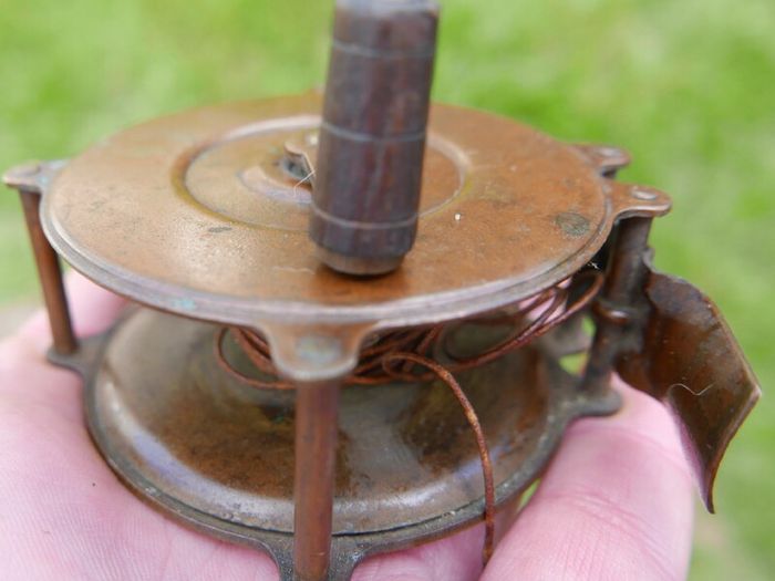 Antique Brass and wood Fishing Reel