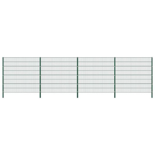 Fence Panel with Posts Iron 6.8x1.6 m Green