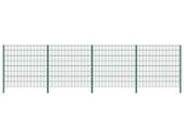 Fence Panel with Posts Iron 6.8x1.6 m Green