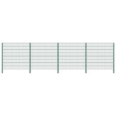 Fence Panel with Posts Iron 6.8x1.6 m Green