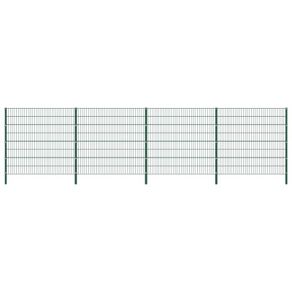 Fence Panel with Posts Iron 6.8x1.6 m Green