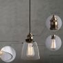 Pendant Light Industrial Ceiling Lamp Glass Shade Retro Lighting Vintage Hanging Lamp Chrome Base E27 Chandelier for Kitchen Dining Room Loft Bedroom Cafe Bar Restaurant Image 3
