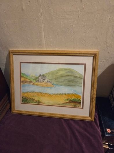Signed Watercolour of Eilean Donan castle Framed