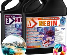 Epoxy Resin - 2L Crystal Clear Resin Kit for Jewellery Making, DIY Art &Craft, Coasters, Casting, Ornament, Mold, Low Odour, Non-Toxic, Self-Leveling Epoxy for Beginners