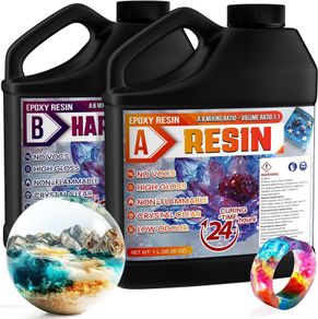 Epoxy Resin - 2L Crystal Clear Resin Kit for Jewellery Making, DIY Art &Craft, Coasters, Casting, Ornament, Mold, Low Odour, Non-Toxic, Self-Leveling Epoxy for Beginners