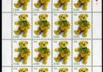2002 Ireland Greetings (Teddy Bear) Commemorative Stamp Sheetlet Plate 1B1B1B1B Mint Never Hinged (MNH)