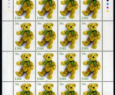2002 Ireland Greetings (Teddy Bear) Commemorative Stamp Sheetlet Plate 1B1B1B1B Mint Never Hinged (MNH)
