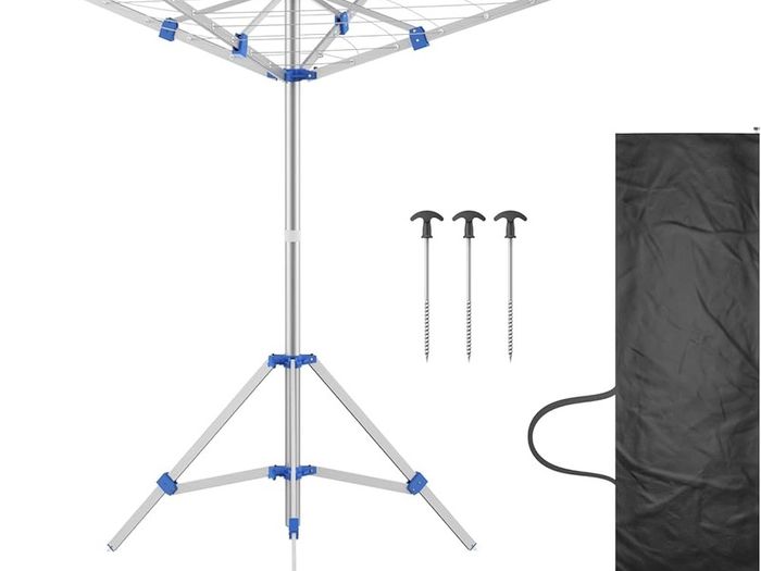 NEW SALE | Rotary Washing Line Foldable | 4 Arms 16M Large Drying Area | Free Standing Aluminium Camping Clothes Airer