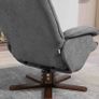 Linen Swivel Recliner Chair with Footstool, Upholstered Reclining Armchair with Wooden Base for Living Room, Grey Image 4