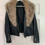 F&F Black Leather Jacket with Fur Collar Image 9