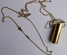 Celine Gift Box Cylinder Pendant  Necklace length 36"