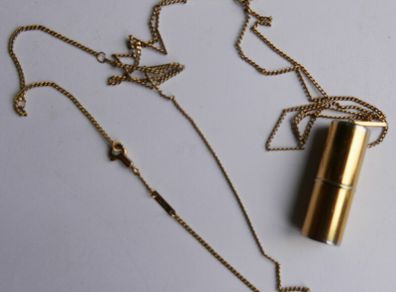 Celine Gift Box Cylinder Pendant  Necklace length 36"