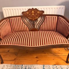 Ornate Carved Wooden Loveseat