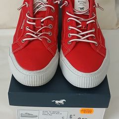 New Mustang Womens Red Canvas Sneakers