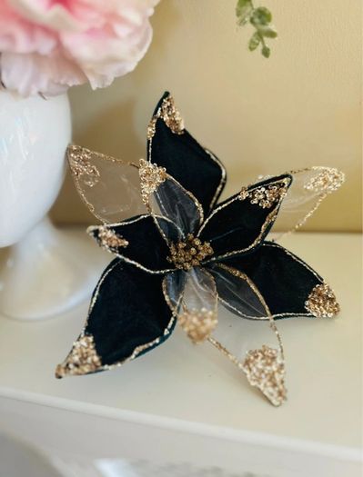 New Christmas Elegant Emerald Flowes with clip Decorations
