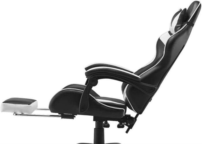 Gaming Chair Ergonomic Computer Chair Office Chair Desk Swivel Chair Adjustable Reclining Footrest Cushion White New!