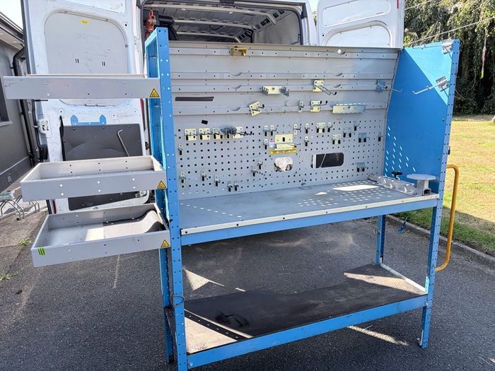 Bri-Stor van workbench, shelves and BOTT hooks