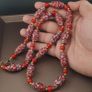 Antique Venetian Style Feather Desgin & Venetian Red WhiteHeart Glass Beads Necklace Image 8