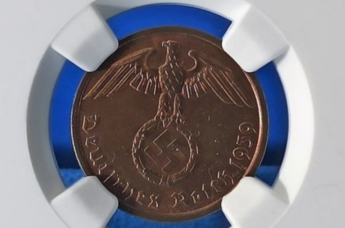 War-time Germany 1939A 2 Reichspfennig NGC Graded MS63 RB
