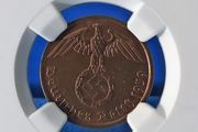 War-time Germany 1939A 2 Reichspfennig NGC Graded MS63 RB