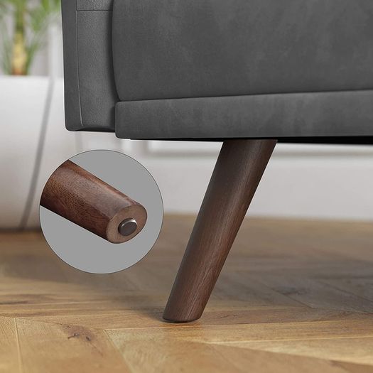 _Sofa bed, sofa bed, sofa bed, cover made of velvet, legs made of solid wood, 195 x 88 x 78 cm, foldable, fold-out sofa, for dormitories, small rooms, gray