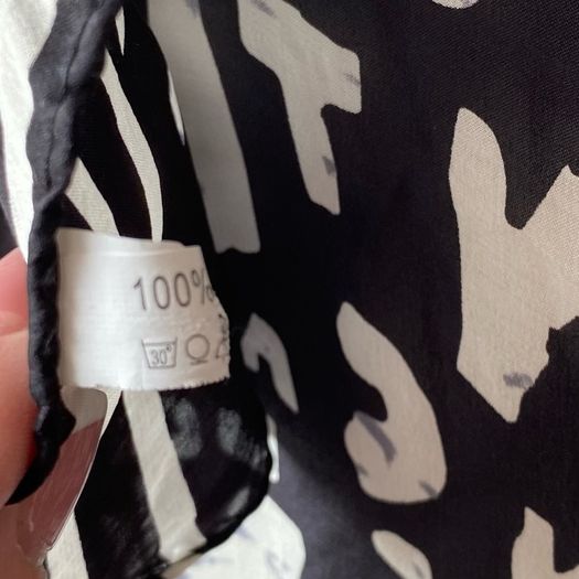 100% Pure Silk Square Scarf Black Cream Graphic Typography Script Print