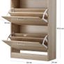 _Shoe Cabinet with 2 Fold-Out Draws - White Pull-Down Shoe Organizer / Adjustable Shoe Cabinet for 12 Pairs of Ladies Shoes or 8 Pairs of Men's Shoes - For Narrow Hallways Image 3