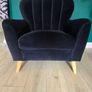 Navy velvet sofa, armchair & footstool set Image 3