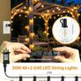 2 Pack 30M/100FT Garden Lights Mains Powered Outdoor with Remote, Each 40+2 LED Festoon String Lights Timer Dimmable, Shatterproof G40 Bulbs Waterproof Outside Lighting for Gazebo Patio Wedding Image 4