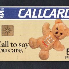 1990 Ireland 5 Unit Teddy Bear College Green Address (Gemplus GEM1) Call Card Used. Telecom Eireann card number 1022.