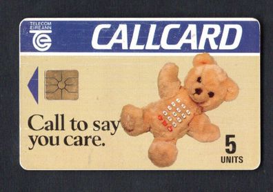 1990 Ireland 5 Unit Teddy Bear College Green Address (Gemplus GEM1) Call Card Used. Telecom Eireann card number 1022.
