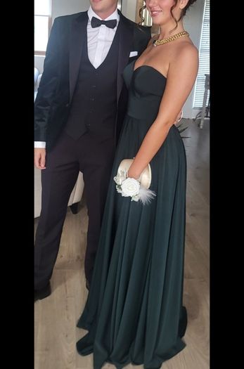 GINO CERRUTI Puro Strapless Dress with pockets in Hunter Green Sz S (Fit 8-10UK)  - Rrp 420 (New)