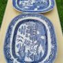 Two large Blue & White Willow Pattern Plates Image 2