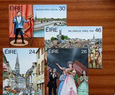 1987 post cards for Irish festivals set - unused.