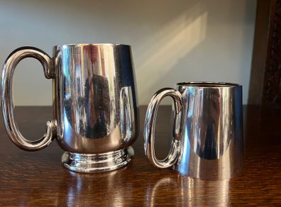 Pair of Vintage Silver-Plated Mugs