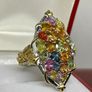 Silver Rainbow Sapphire Cluster Statement Ring Image 8