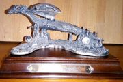Metal Dragon Figure with Crystals - THE FLYING DRAGON - With Plinth - Boxed