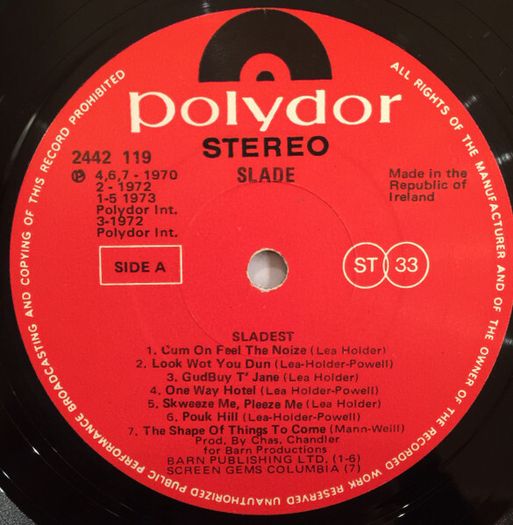 Slade  Slades Irish pressing