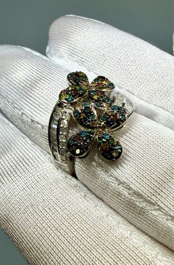 Diamond Designer-Inspired Multi-Color Diamond Floral Ring