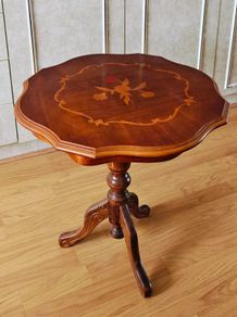 Vintage Italian Marquetry Wine Table Tripod