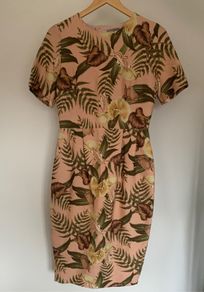 Tropical Print Dress with Cut Out Back Detail