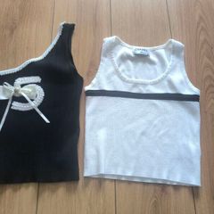Bundle of 2 Chic Black & White Knit Tops Size S