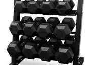 5-25 kg Hex Rubber Dumbells Pack +  Dumbell Rack